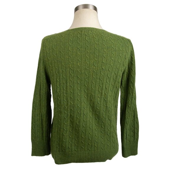 J. Crew Green Cashmere Blend Cable Knit Cardigan Sweater - Size Medium - Picture 5 of 8